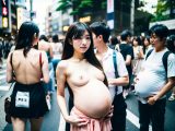 妊娠9ヶ月　ヤンママ妊婦露出　過激フラッシュモブ