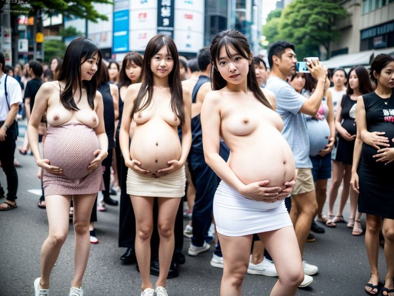 妊娠7ヶ月　ヤンママ妊婦露出　強制露出