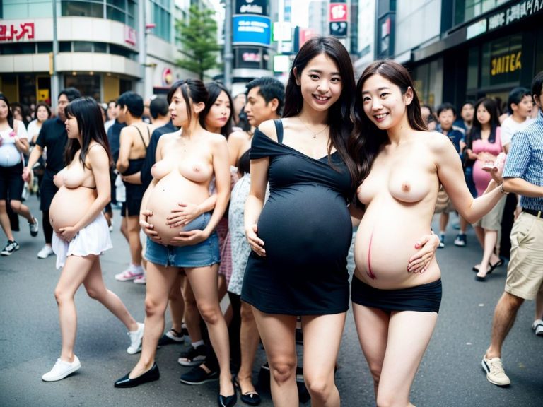 妊娠6ヶ月　ヤンママ妊婦露出　露出奴隷