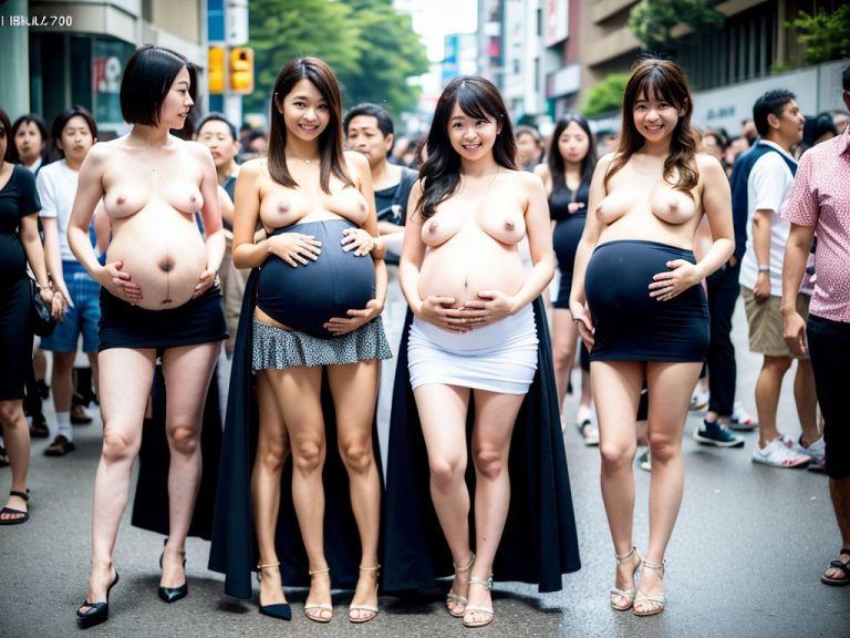 妊娠8ヶ月　ヤンママ妊婦露出　変態フラッシュモブ